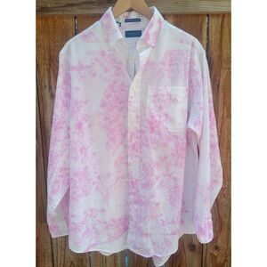 Town Craft Mens Single Stitch Oxford Style‎ Pink&White Shirt  L
